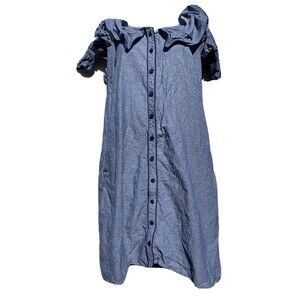 V by Violet Weekend Women's Off the Shoulder Chambray Denim Dress Size S